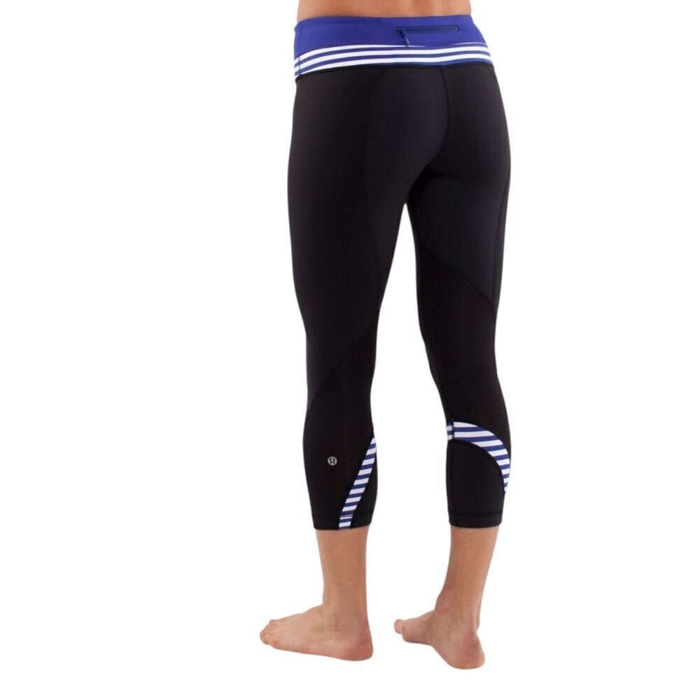 LULULEMON Run: Inspire Crop II Black / Pigment Blue White Narrow Bold size 6